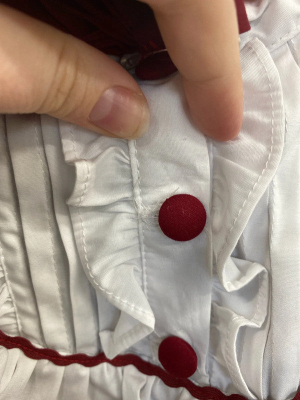 Lolitain Elegant Gothic Lolita Burgundy & White Ruffle Dress Size M GK002