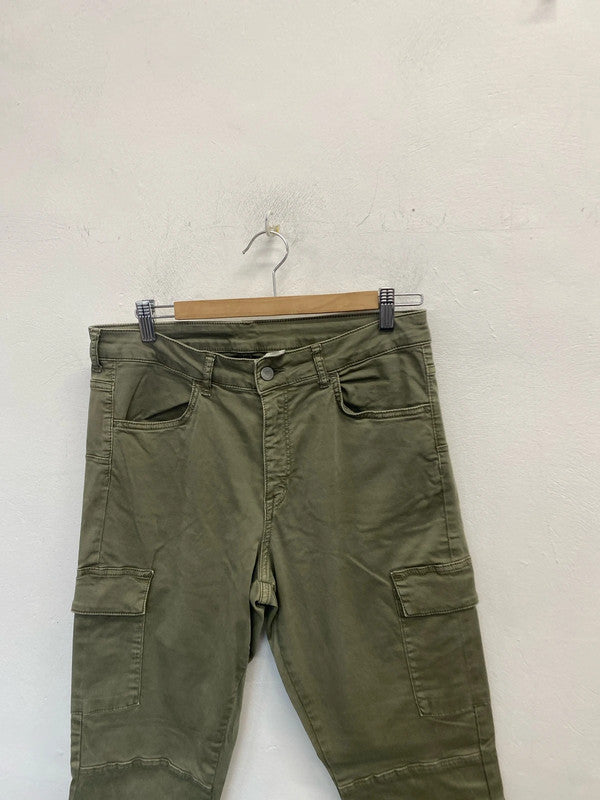 Lovely &denim khaki cargo trousers skinny high waist W 32 KM003