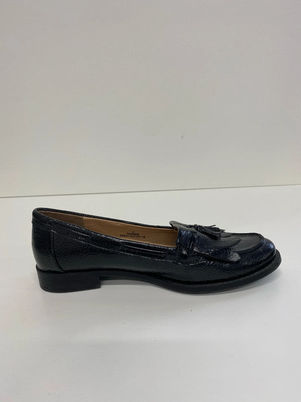 M&S Stylish Black Patent Loafers UK 4 NC001