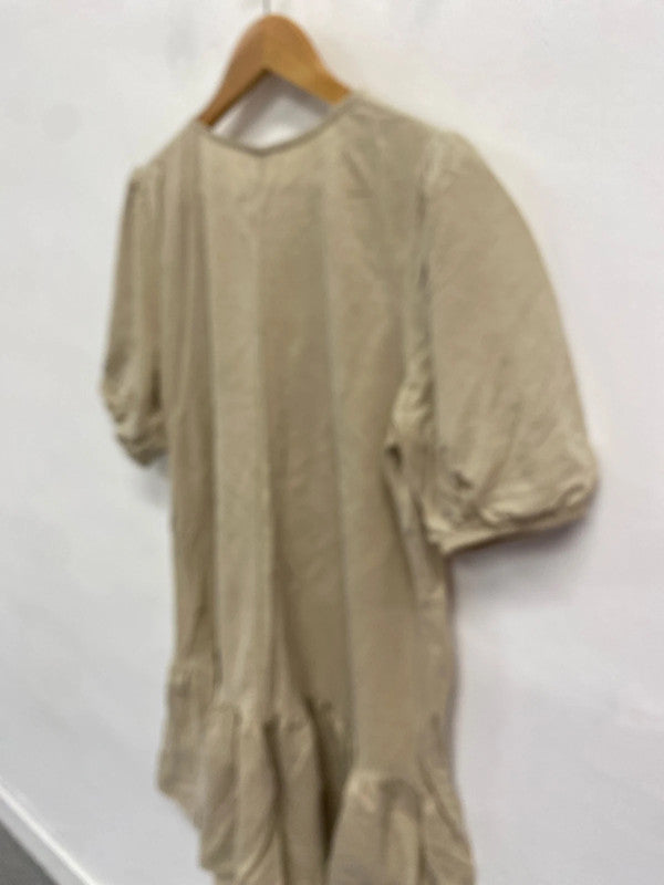 Stunning boho chic neutral colour smock dress Uk16 CR002