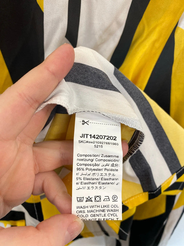 Shein Fabulous Yellow & Black Geometric Pattern Blouse Size XL WS001