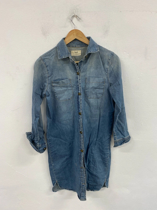 Hush Stylish Denim Midi Shirt Dress UK 8 SN002