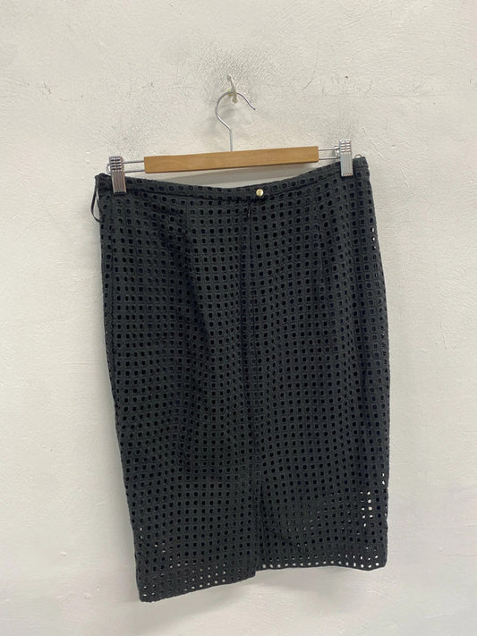 Lovely oasis embroidered grey midi skirt office UK 12 KN003