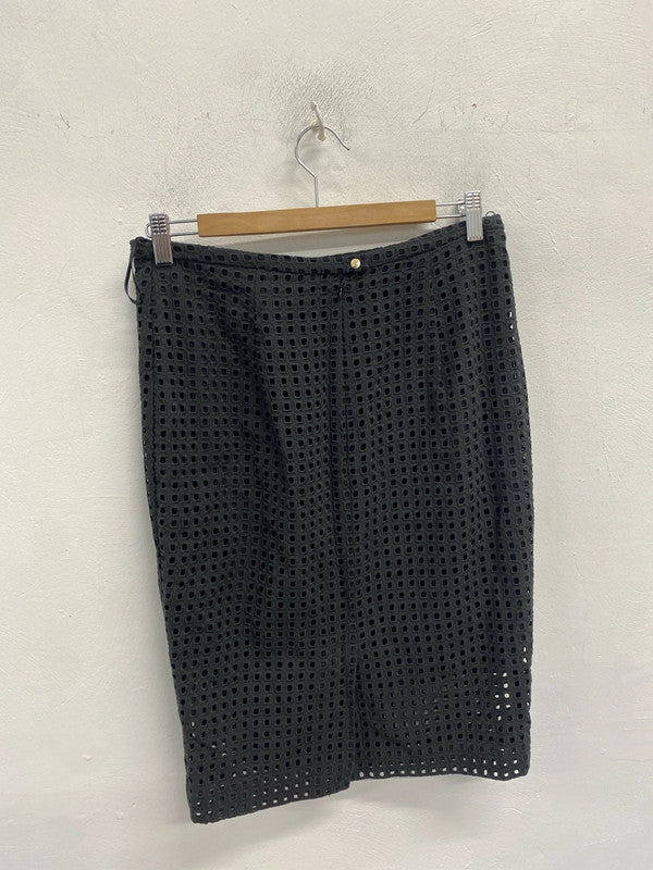 Lovely oasis embroidered grey midi skirt office UK 12 KN003