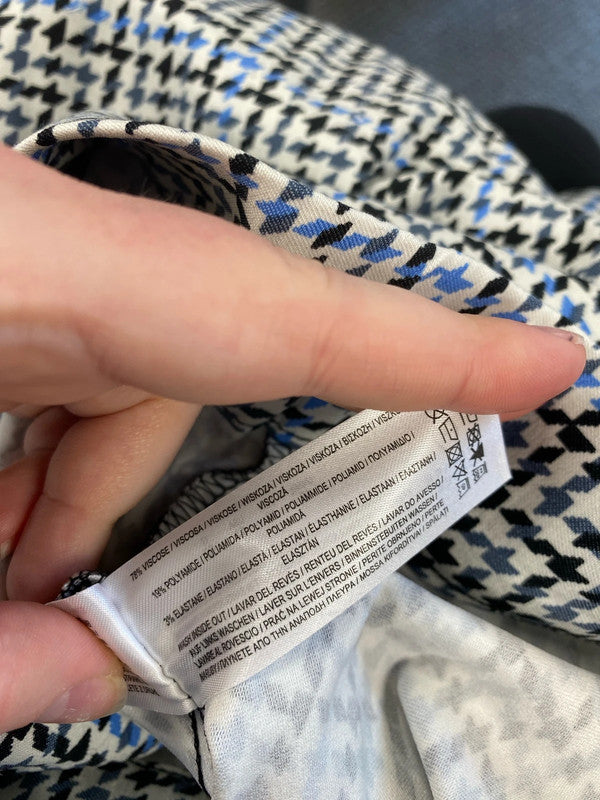 Primark Stylish Black & Blue Houndstooth Stretch Trousers UK 18 WS001