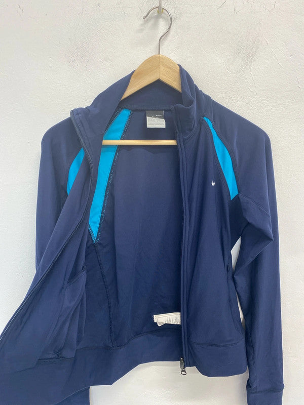 Nike Stylish Navy & Turquoise Zip Thru Top Size M LW005