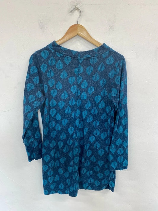 White Stuff Fabulous Sea Green Leafy Pattern Cowl Neck Tunic UK 12 MM005