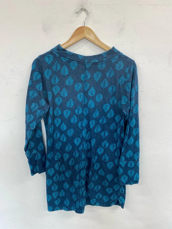 White Stuff Fabulous Sea Green Leafy Pattern Cowl Neck Tunic UK 12 MM005