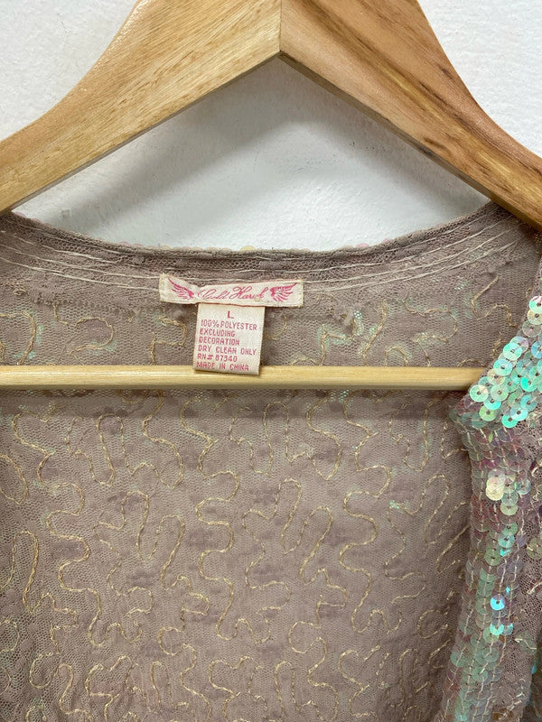 Gold Hawk Fabulous Pearlescent Sequin Bolero Size L JB005