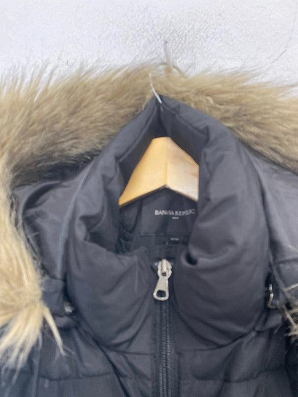 Fabulous Black faux Fur lined Gilet Banana Republic UkL Petite GW001