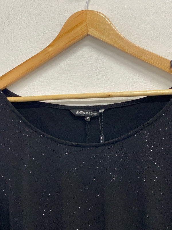 Stunning M&Co black midi smock Diamante sparkle dress UK 22 JW002