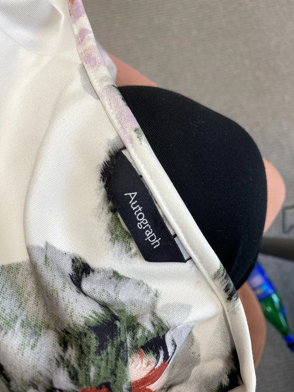 Stunning autograph white rose pattern midi dress UK 14 LG006