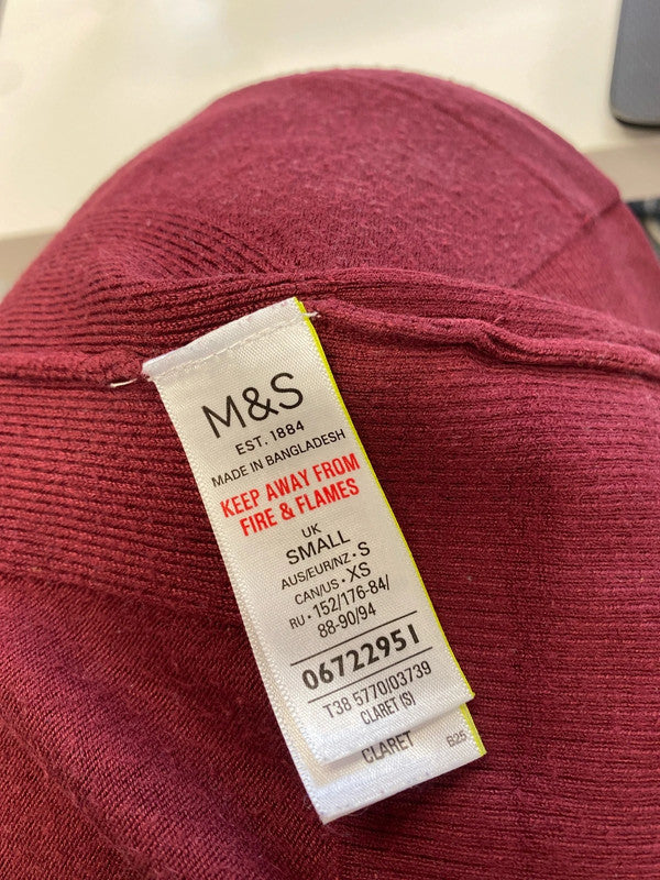 Lovely burgundy m&s longline cardigan UK S WLH01