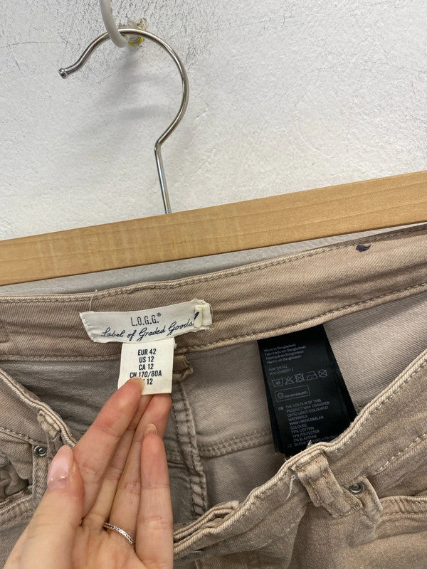 Lovely H&M sand straight jeans casual UK 14 KM003