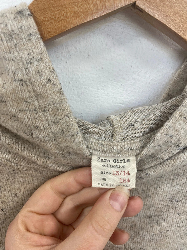 Zara Chic Beige Marl Hooded Jumper Top Girls Age 13-14 GK002