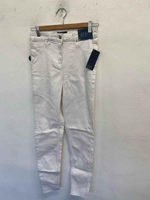Lovely papaya April white ankle grazers jeans UK 10 AO001