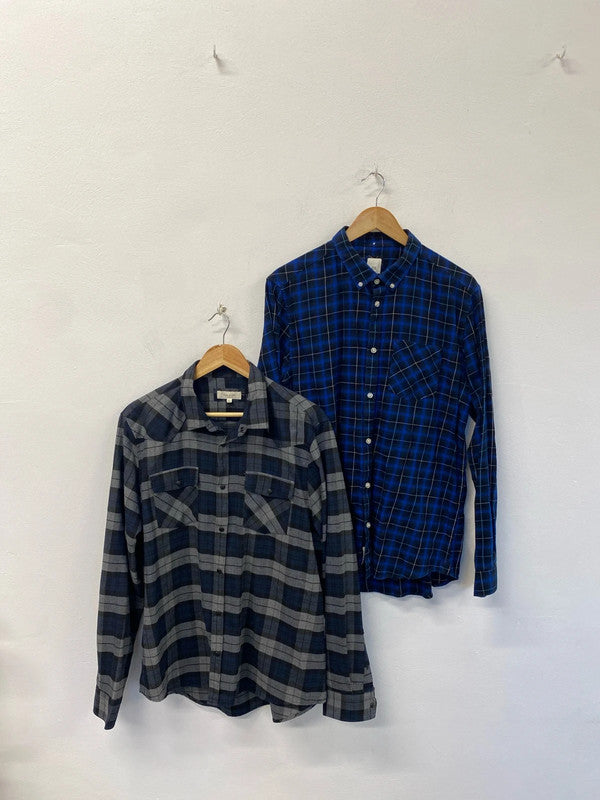 Duo of check shirts River Island western popper #39 L KM004
