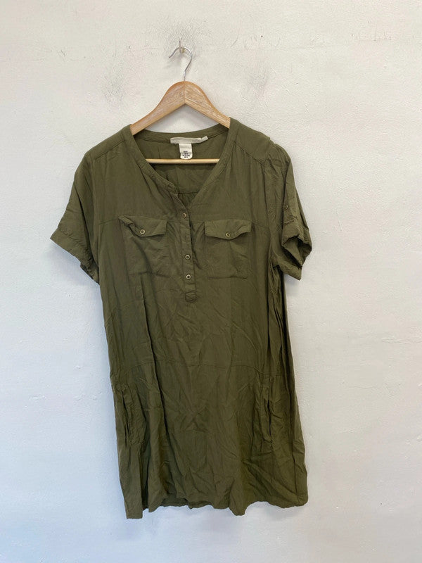 Lovely H&m khaki pocket tunic dress UK 16 KM003