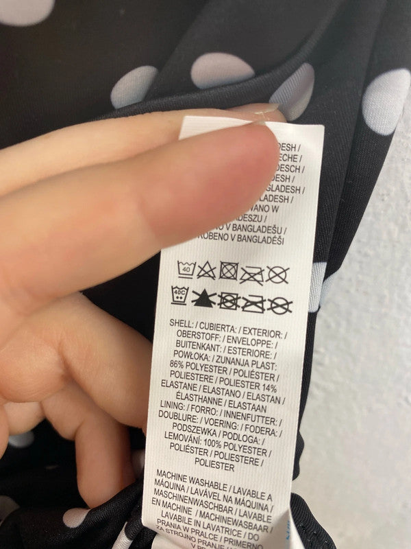 Primark Stylish Black Polkadot Swimsuit UK 10 LK009