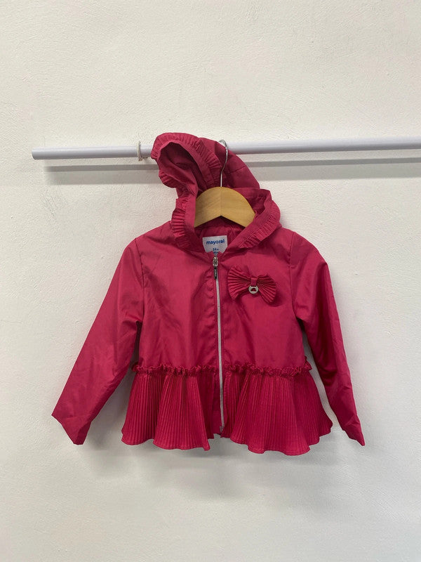 Mayoral Adorable Hot Pink Ruffle Windbreaker 24 Months KM004