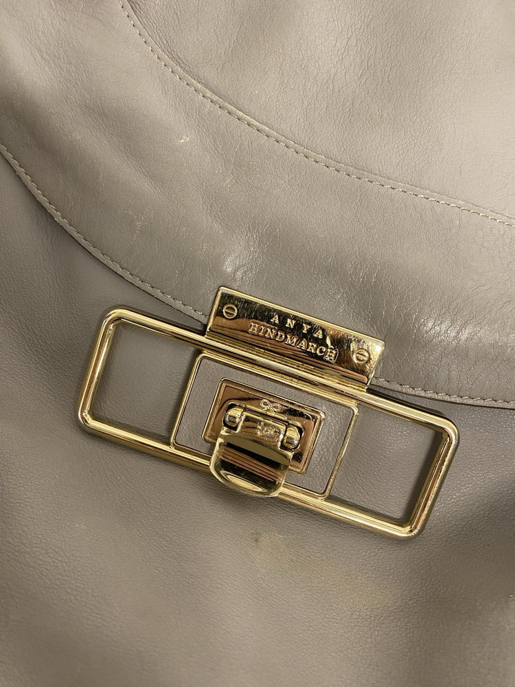 Lovely Anya Hindmarch Cooper Cream Silver Hobo Handbag JP001
