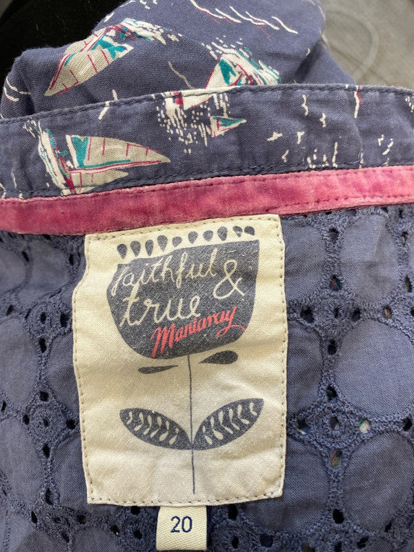 Gorgeous sailor printed Debenhams Broderie midi dress UK 20 RG021