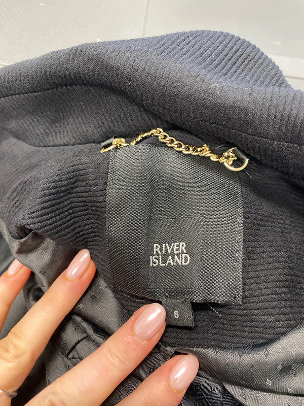 Lovely river island black ribbed blazer UK 6 KM004