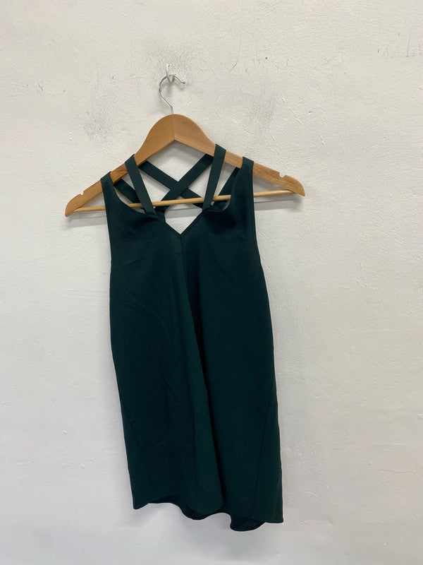 Stunning river island green cross neck cami UK S KM004