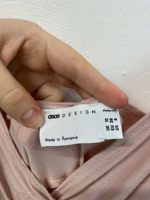 Asos Fabulous Rose Pink Maternity Cold Shoulder Dress UK 10 JB005