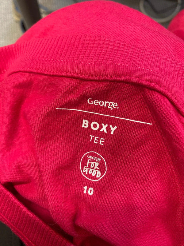 Lovely George pink boxy tee UK 10 AO001