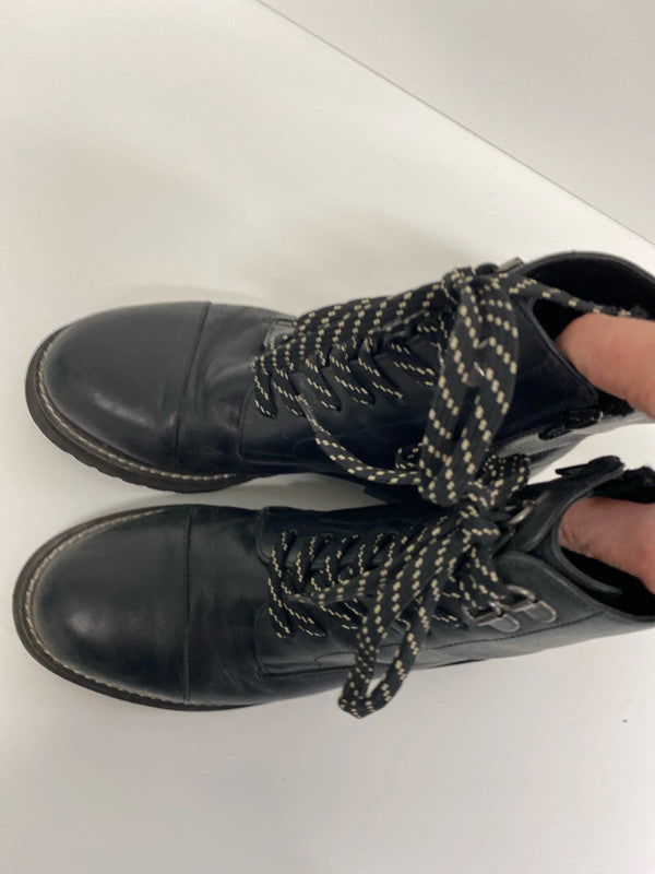 Fabulous Black leather Joules stomper boots Uk4 YTH01