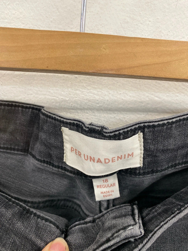 Per Una Stylish Grey Straight Cut Jeans UK 18R LG004