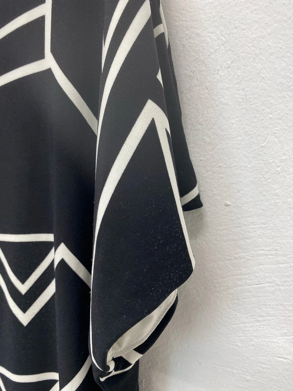 Lauren Ralph Lauren Chic Black & White Geometric Jersey Shift Dress Size S KM005