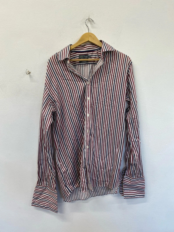 Fabulous Men’s M&S regular fit red mix button up shirt size L KD001