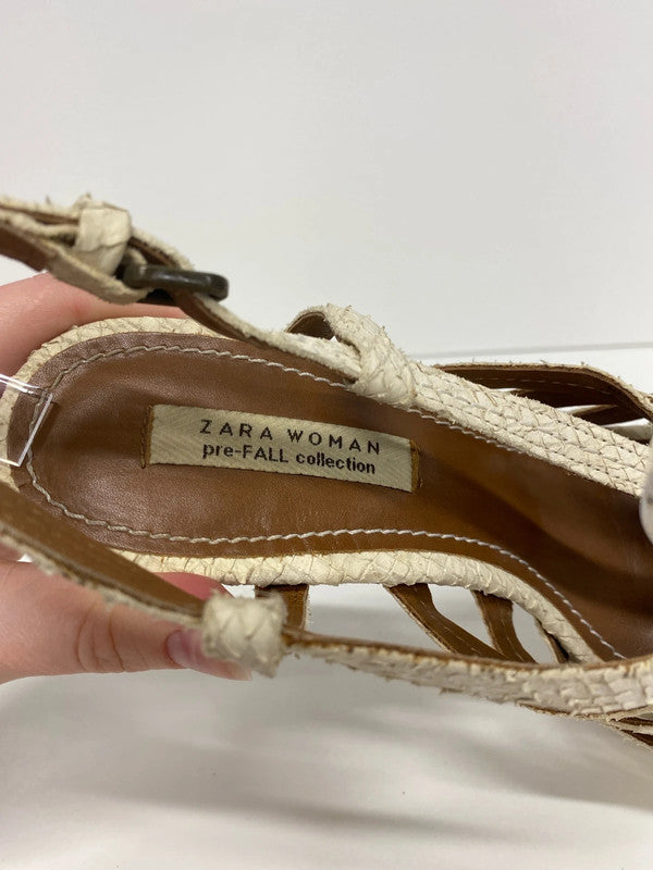 Zara Chic Cream Reptile Effect Heeled Sandals UK 5 AE001