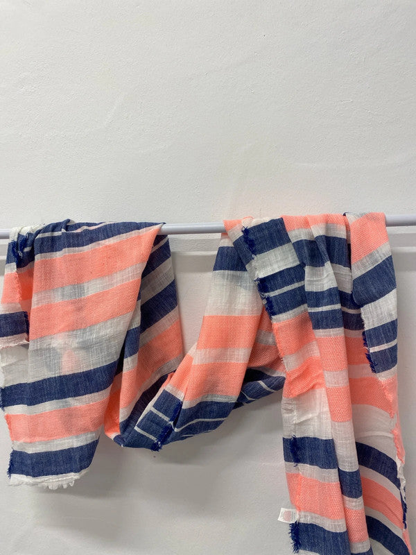 Fabulous cotton blend neon & blue summer scarf colour pop JW002