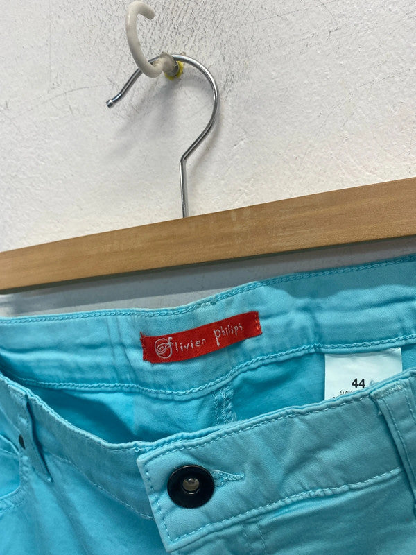 Stunning Oliver Phillips turquoise cropped jeans UK 16 LW005