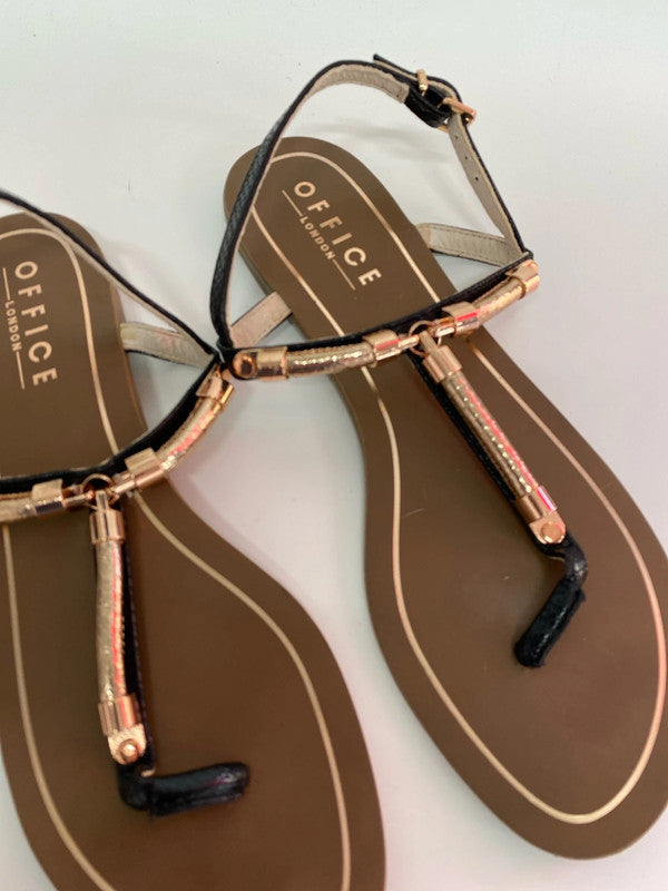 Fabulous Office London black & gold occasion party sandal Uk8 EUR 41 IM001