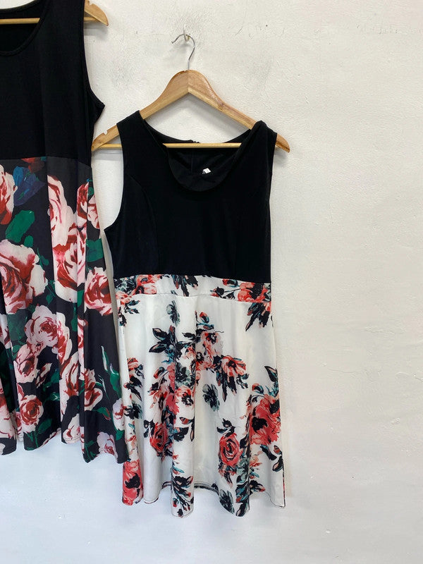 Lovely duo of unbranded floral dresses midi Uk L / XL JB005