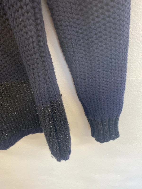 M&S Fabulous Navy Sparkle Knit Jumper UK 10 GK002