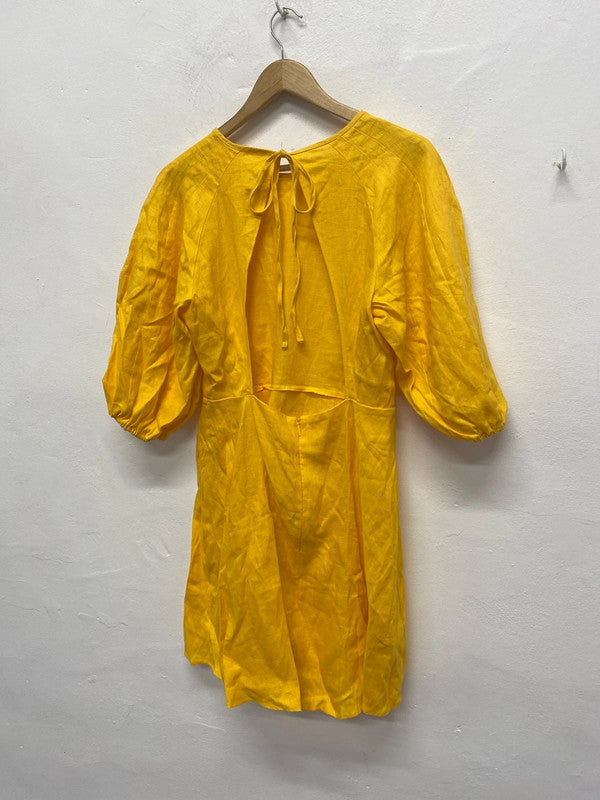 Fabulous Mango Sunshine Yellow Linen Dress UkL KS002