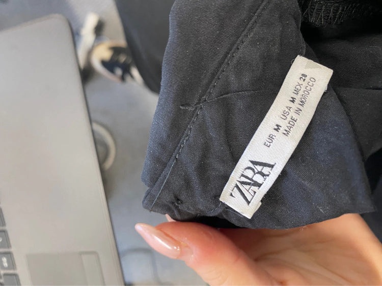 Lovely Zara black blouse with collar cuffed sleeved UK M JB001