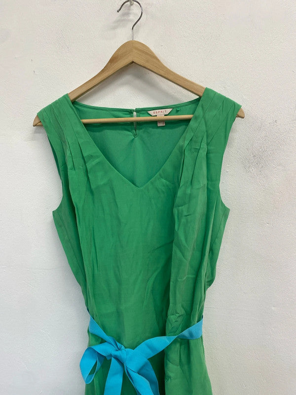 Lovely summery vibrant esprit green midi dress UK 12 JB003