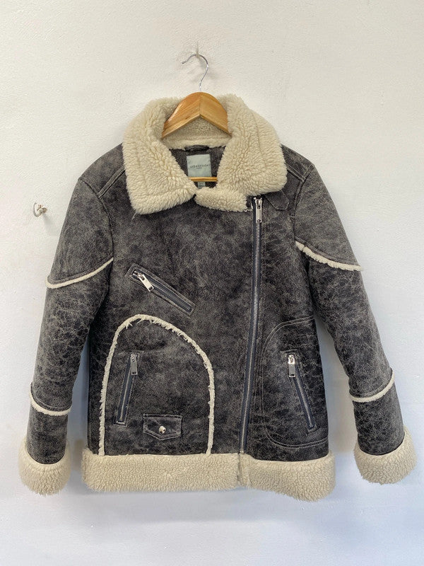 Gorgeous UrbanCode flying jacket Sherpa faux leather 10 grey RF001