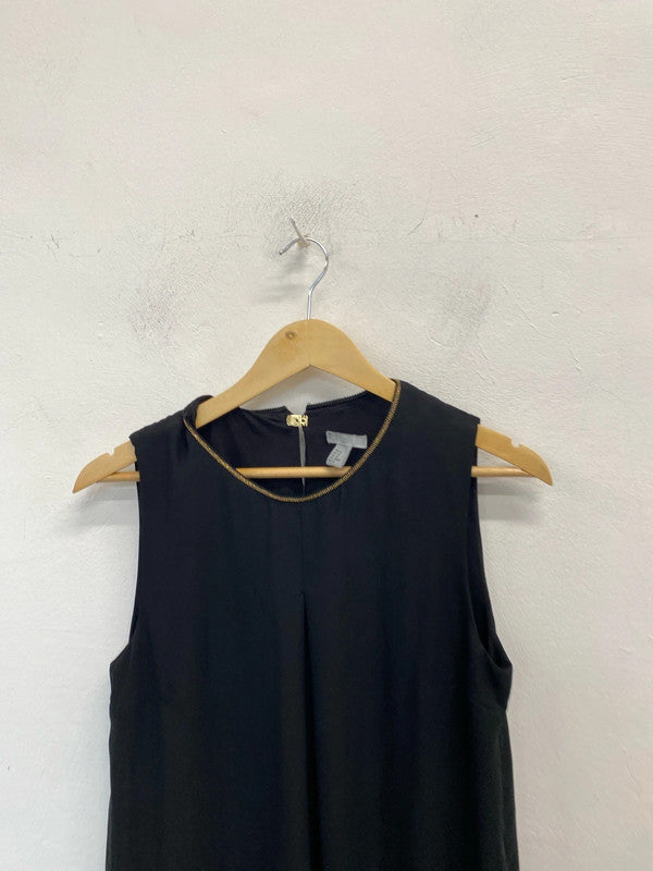 Lovely H&M black slip dress with gold neckline UK 12 LL003