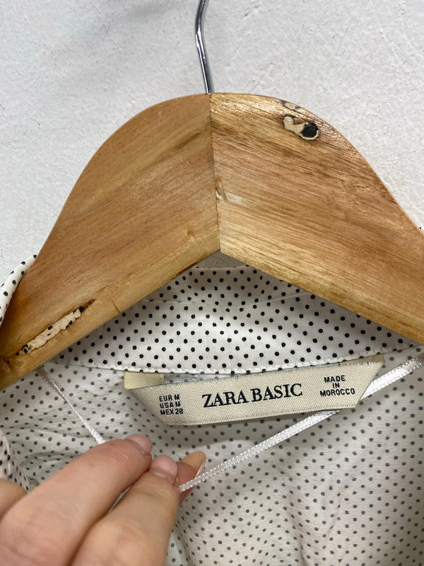 Stunning zara white black spotted shirt UK M JB001