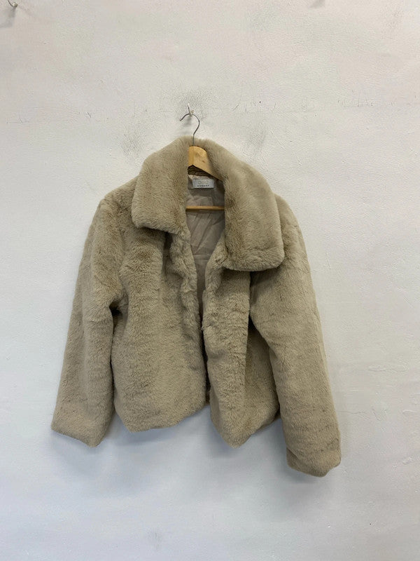 Stunning quiz beige fur coat UK 16 LG006