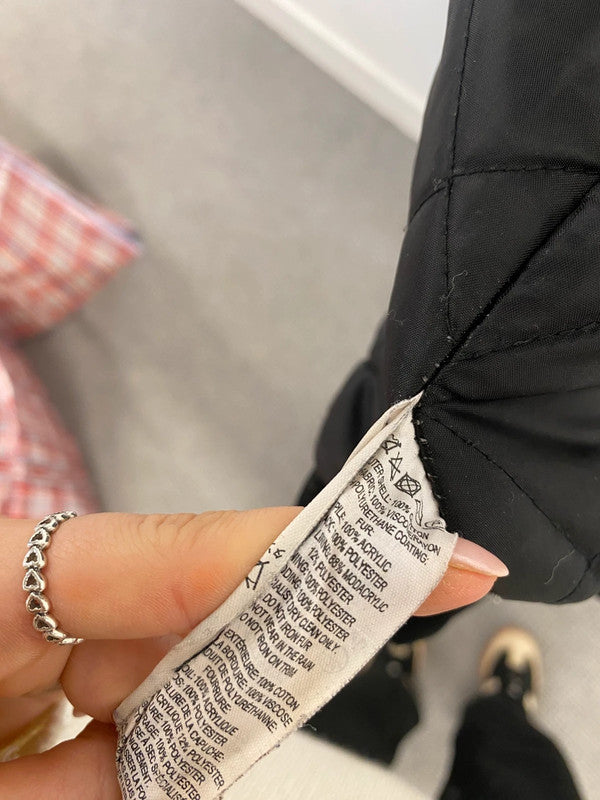 Lovely French connection fur hood parka black UK 6 KM004