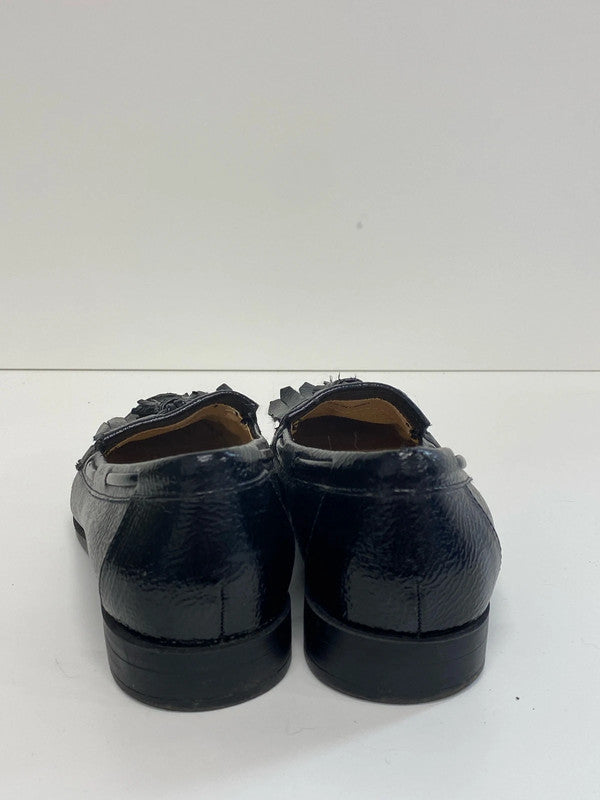 M&S Stylish Black Patent Loafers UK 4 NC001
