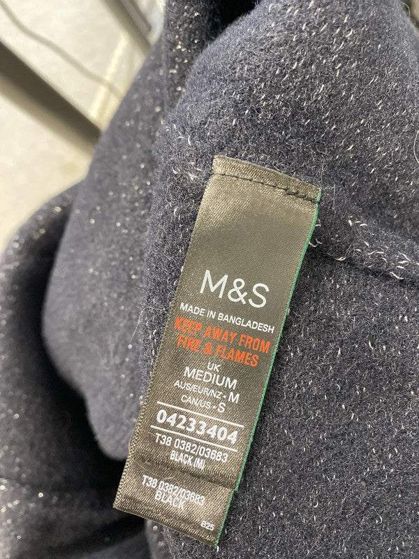Stunning M&S navy metallic thread knit top UK M SS002